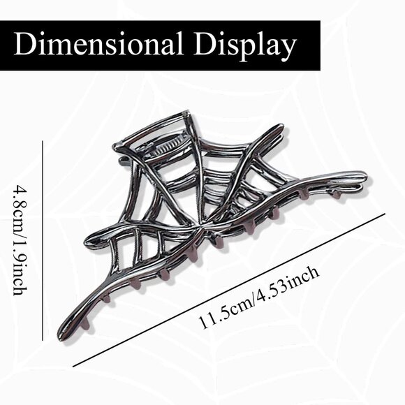 Gothic Spider Web Hair Claw Clip - Punk Style Halloween Accessory for All Ages - Picture 4 of 9